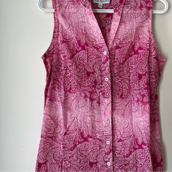 Kim Rogers Pink Paisley Sleeveless Blouse women’s Size Small Ombré 100% cotton - Picture 4 of 9